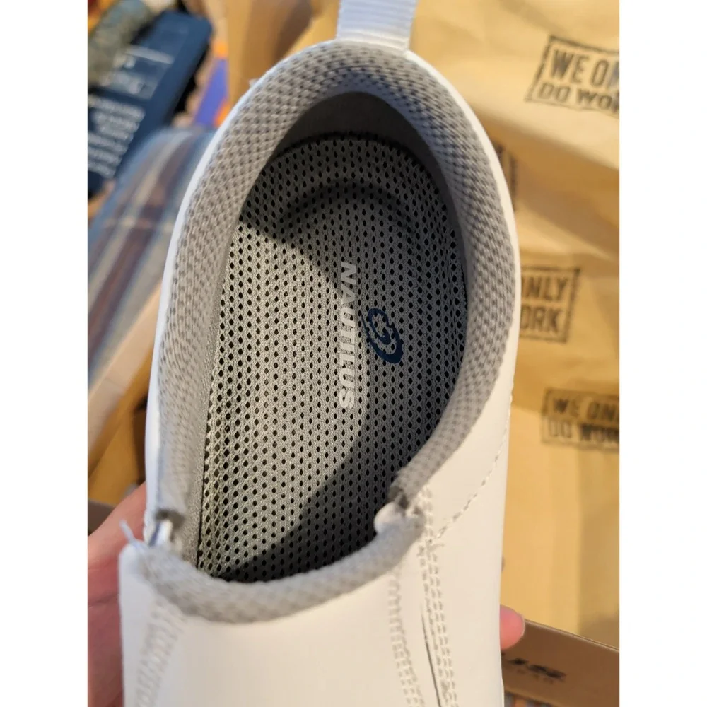 NWT Nautilus Safety Footwear Slip-On Men's White Safety Toe Work Shoes, 10 M